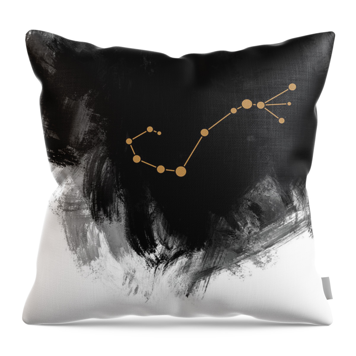 Scorpio Throw Pillow featuring the mixed media Scorpio Zodiac Sign - Minimal Print - Zodiac, Constellation, Astrology, Good Luck, Night Sky - Black by Studio Grafiikka