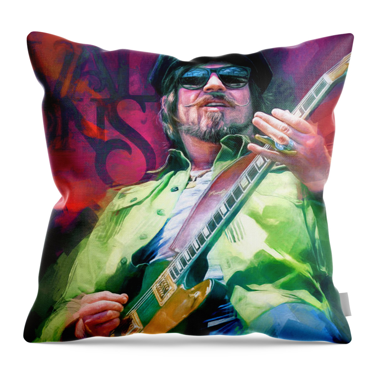 Rival Sons Throw Pillow featuring the mixed media Scott Holiday Rival Sons by Mal Bray