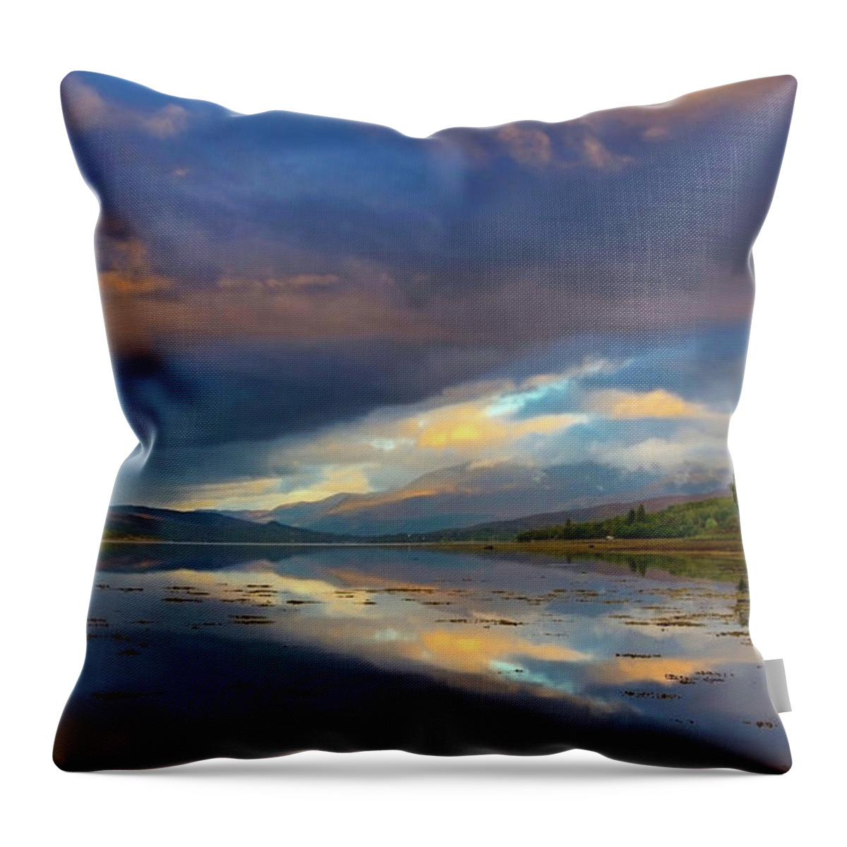Scotland Throw Pillow featuring the digital art Scottish fires by Remigiusz MARCZAK