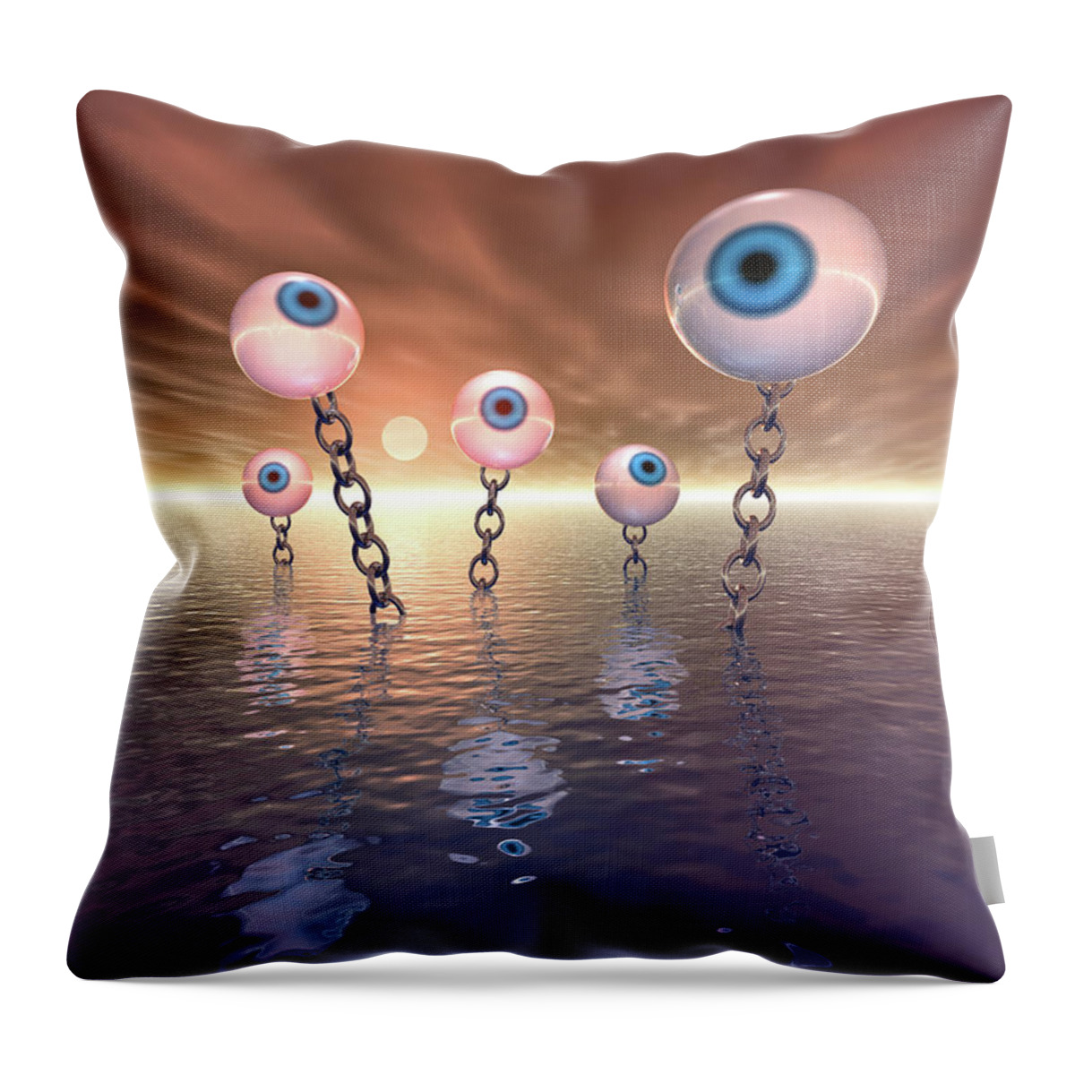 Eyes Throw Pillow featuring the digital art Sea Eyes by Phil Perkins