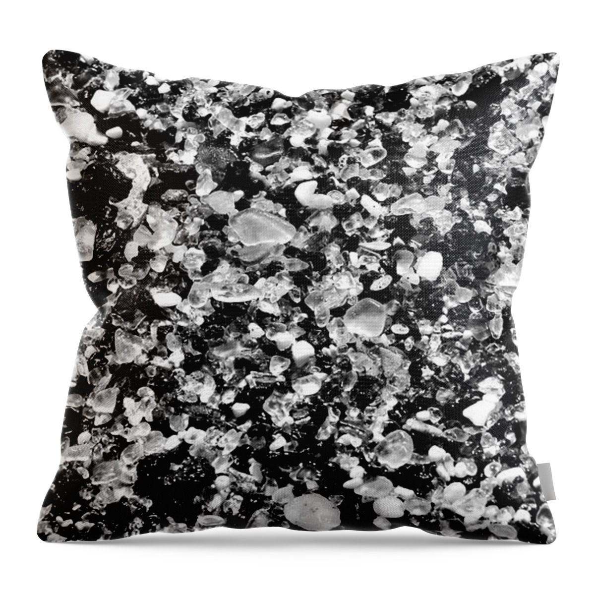 Sea Glass Throw Pillow featuring the photograph Sea Glass Melodrama in Black and White by Debra Banks