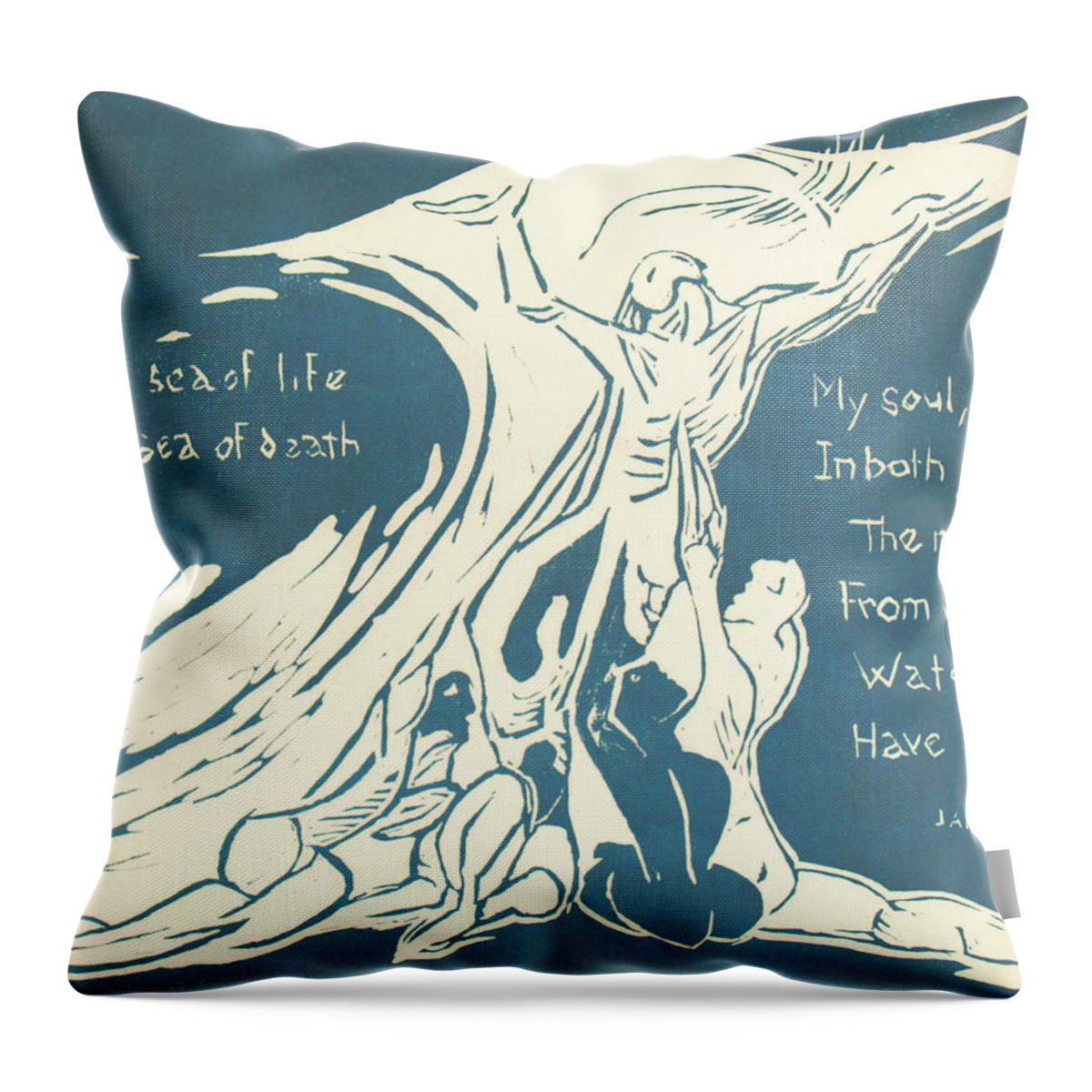 Sea Of Life Sea Of Death Throw Pillow featuring the drawing Sea of Life by Judy Frisk