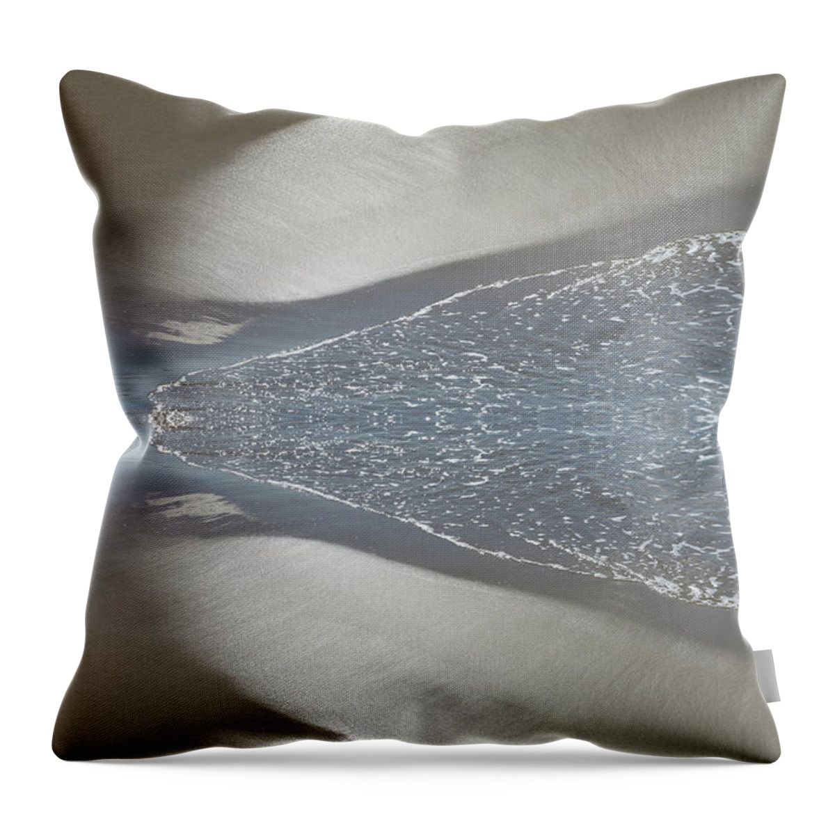 Sea Water Throw Pillow featuring the photograph Sea water meets silver sand. Abstract beach 2 by Adriana Mueller