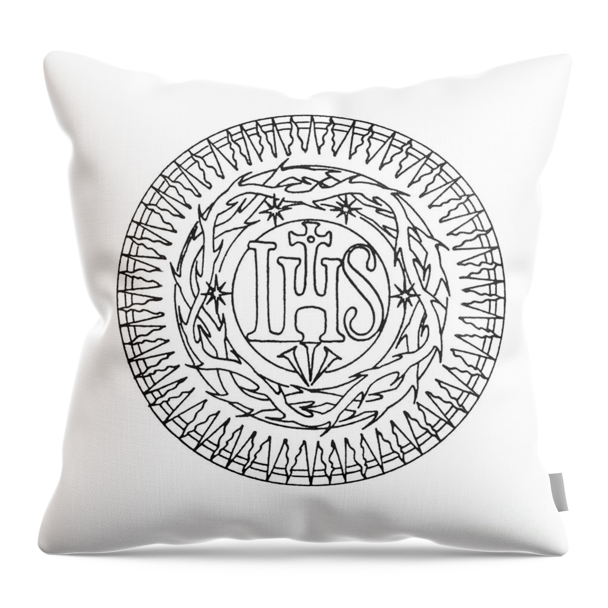 Seal Of Jesuits Society Of Jesus Throw Pillow featuring the painting Seal of Jesuits Society of Jesus by William Hart McNichols