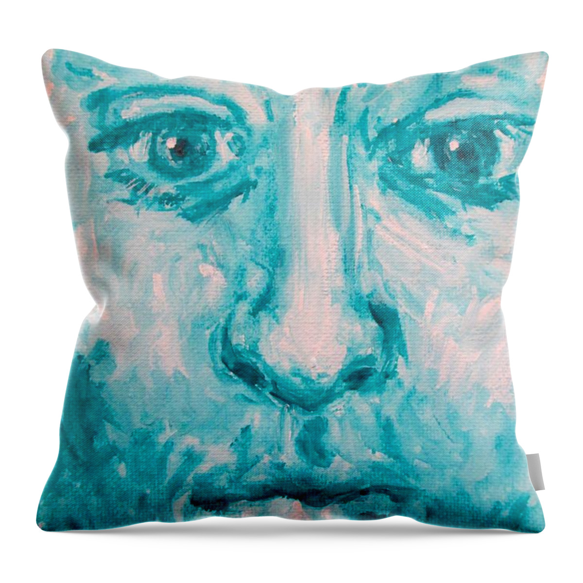 Face Throw Pillow featuring the painting Searching by Kendall Kessler