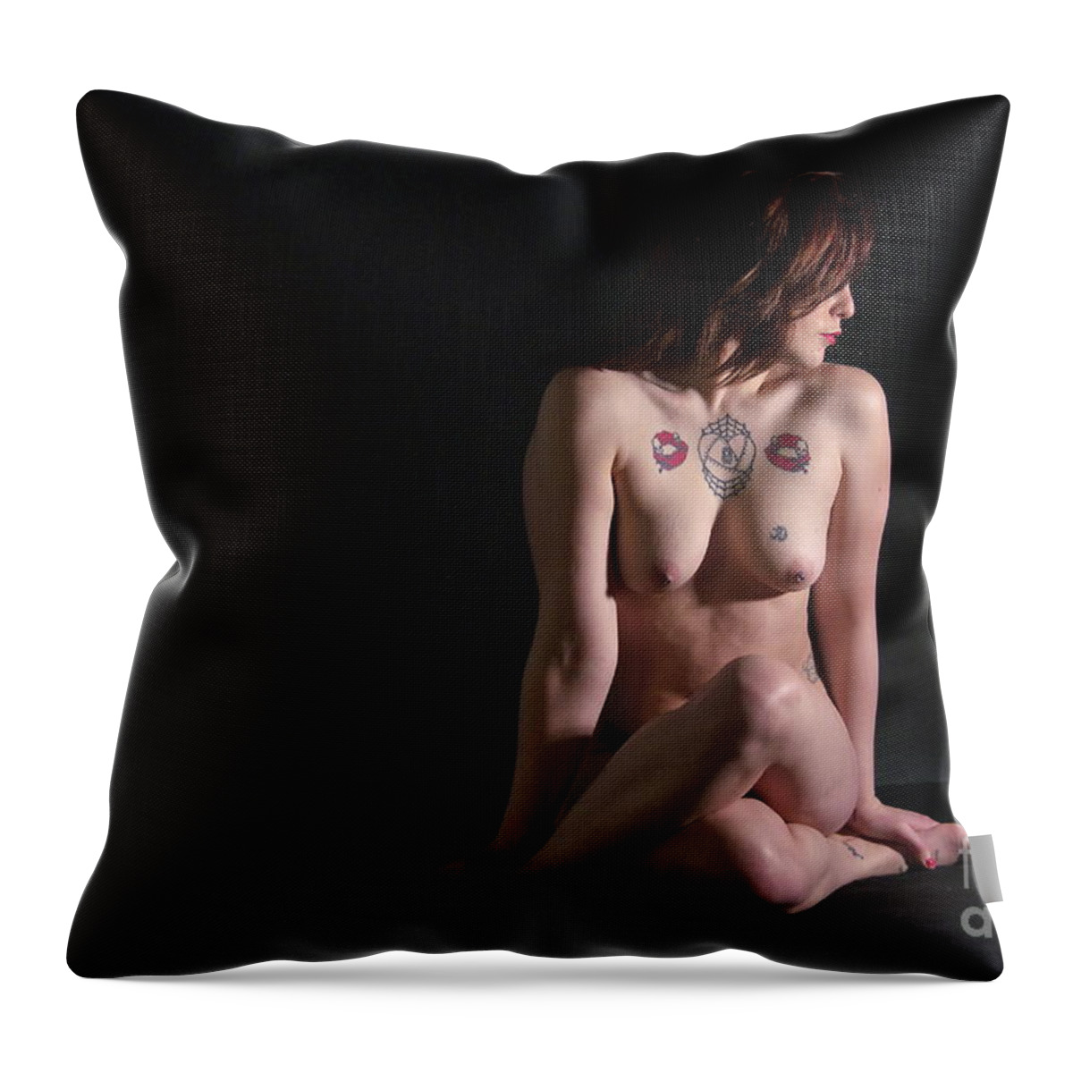 Photography Throw Pillow featuring the photograph Seated Nude by Sean Griffin