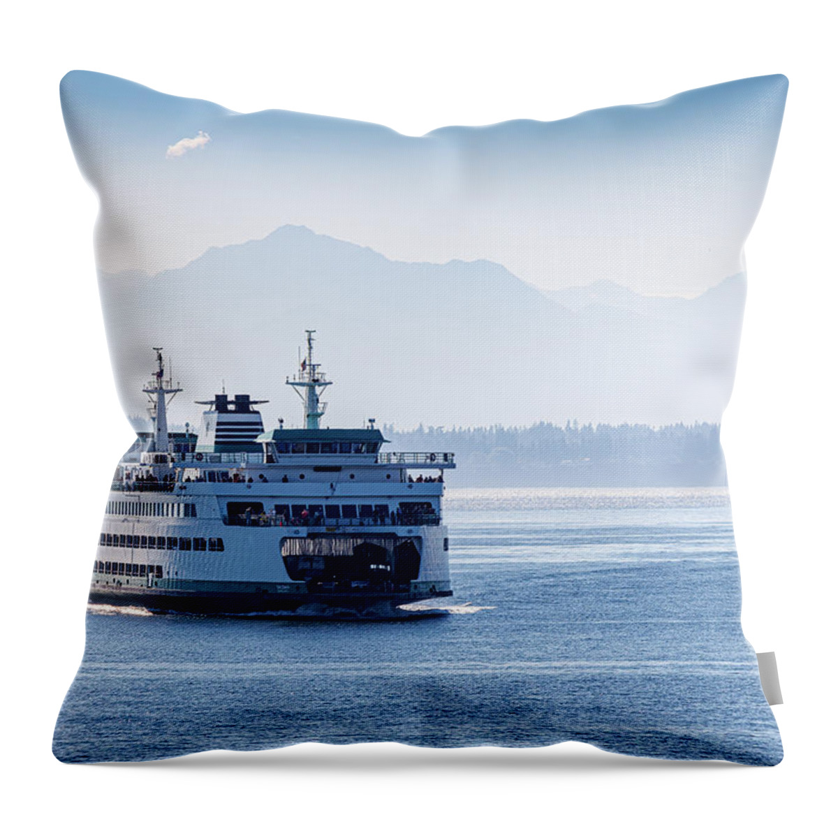 Seattle Photography Throw Pillow featuring the photograph Seattle Ferry Boat by Marla Brown