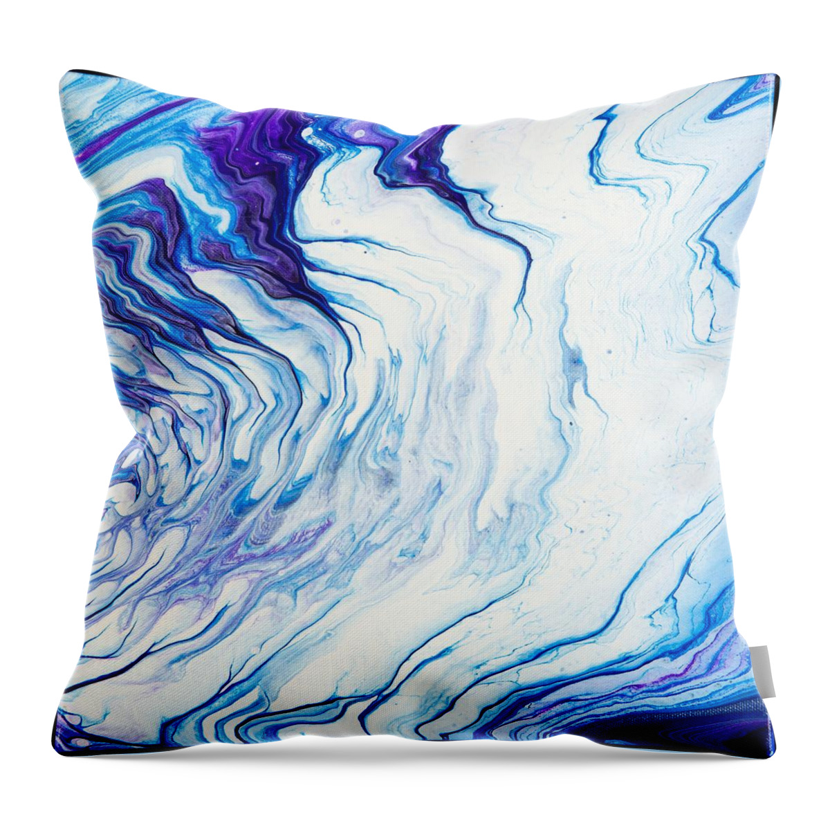 Abstract Throw Pillow featuring the digital art Seawaves - Colorful Flowing Liquid Marble Abstract Contemporary Acrylic Painting by Sambel Pedes