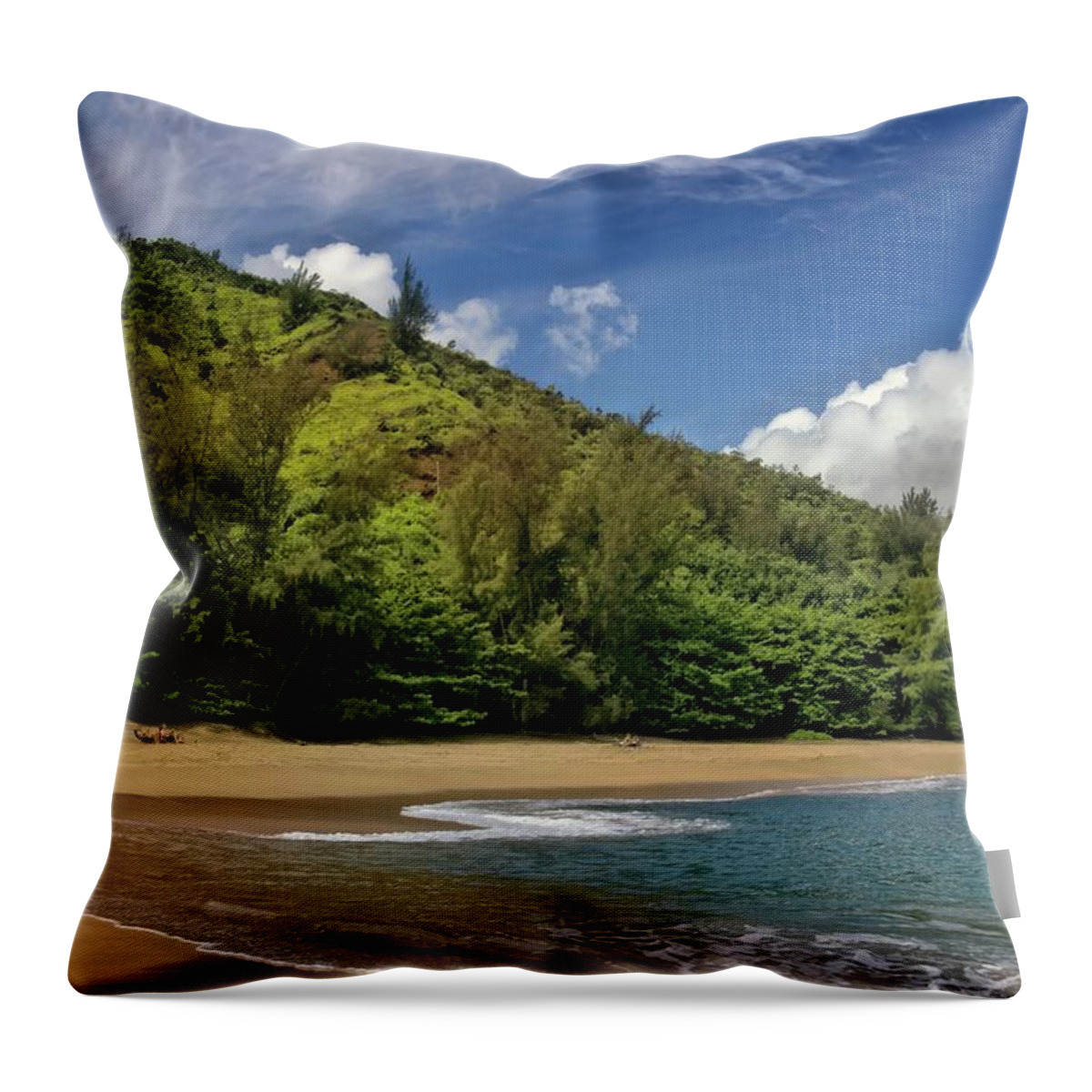 Kauai Beach Throw Pillow featuring the photograph Secluded Beach Kauai Island by Heidi Fickinger