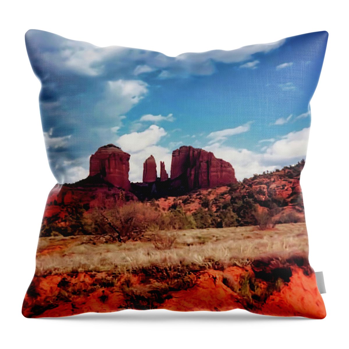 Sedona Red Rocks Throw Pillow featuring the photograph Sedona Red by Judy Kennedy