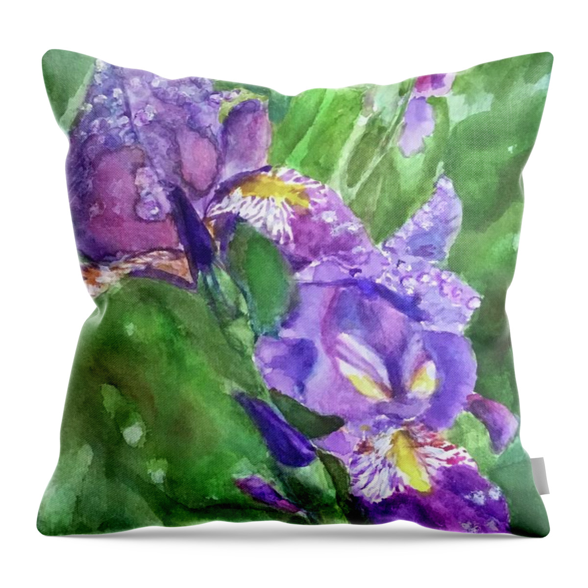 Iris Throw Pillow featuring the painting Seeking Beauty by Cheryl Wallace
