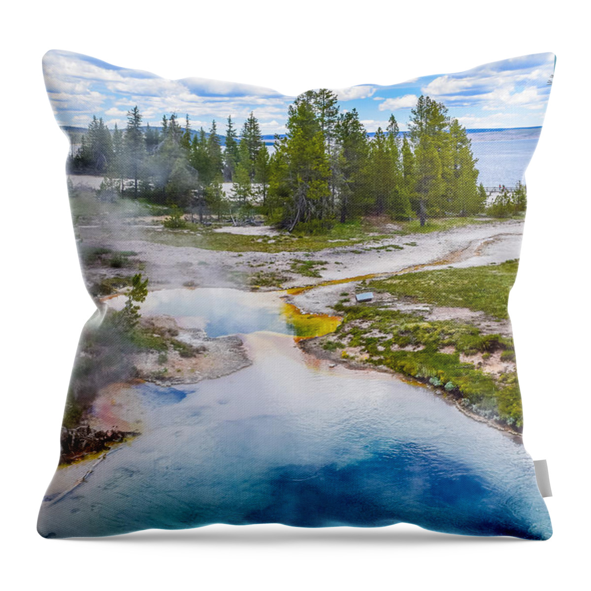Seismograph Throw Pillow featuring the photograph Seismograph Pool - Yellowstone National Park by Bonny Puckett