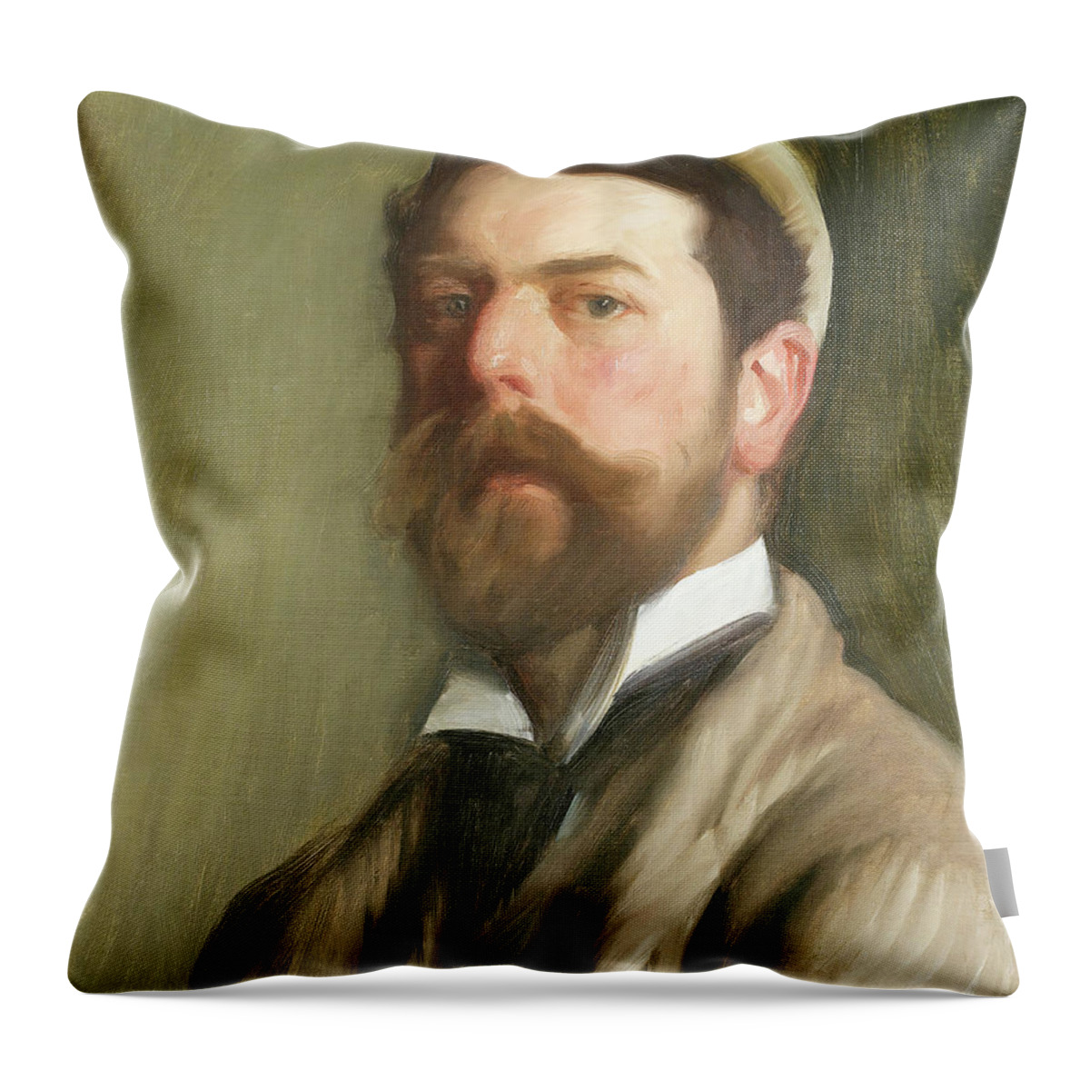 Sargent Throw Pillow featuring the painting Self-Portrait - 1892 by Eric Glaser