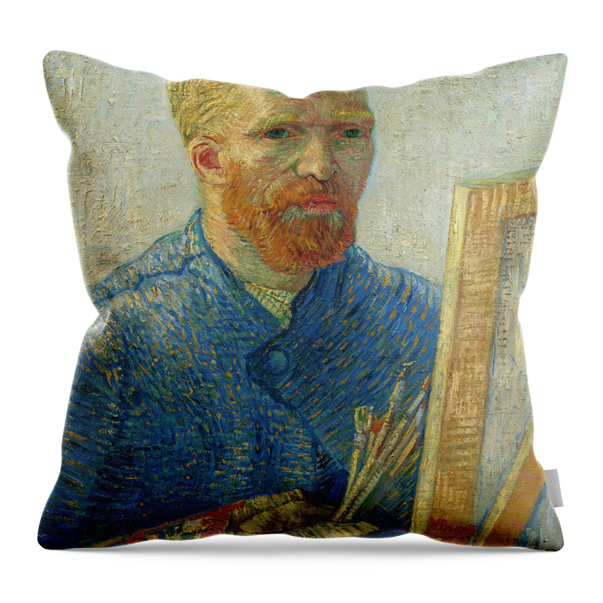 Vincent Van Gogh Throw Pillow featuring the painting Self Portrait as Painter, 1888 by Vincent Van Gogh