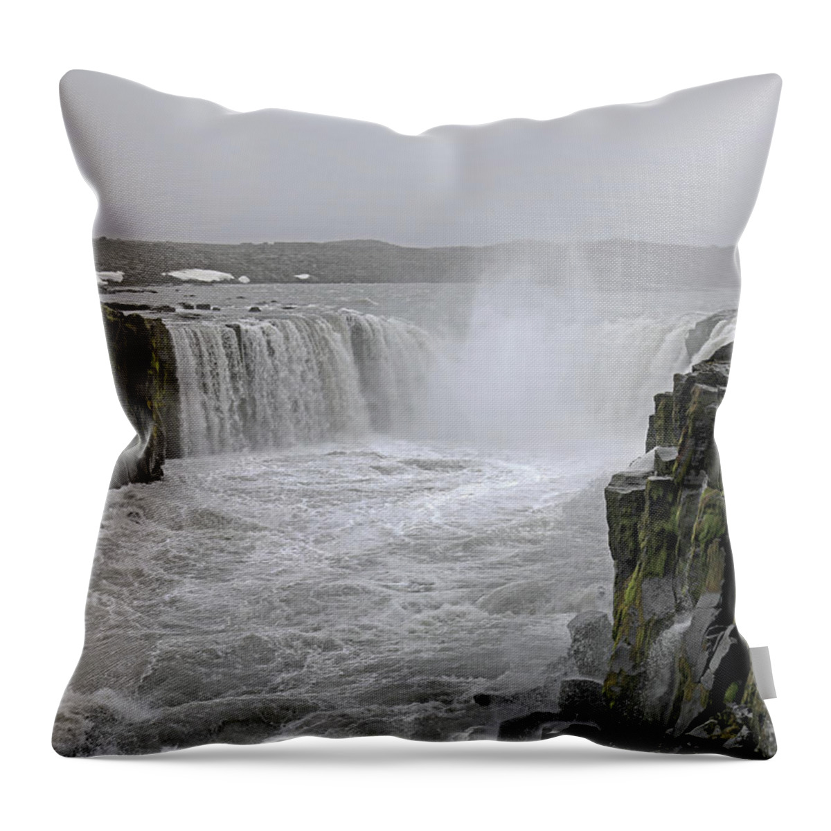 Waterfall Throw Pillow featuring the photograph Selfoss Waterfall Iceland by Richard Krebs