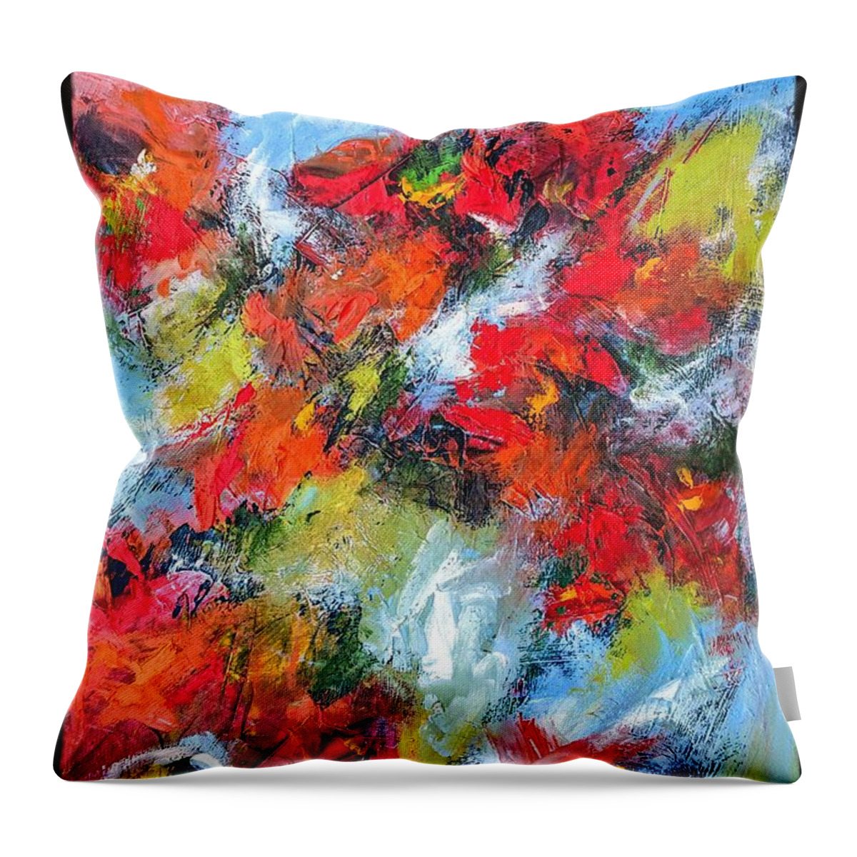 Flowers Floral Art Floral Artist Throw Pillow featuring the painting paintings of Semi abstract flowers by Mary Cahalan Lee - aka PIXI