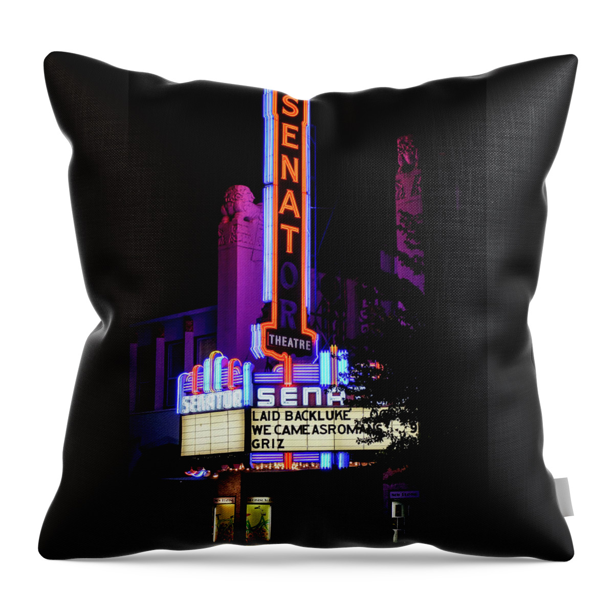 Chico Throw Pillow featuring the photograph Senater Movie theater by Ron Roberts