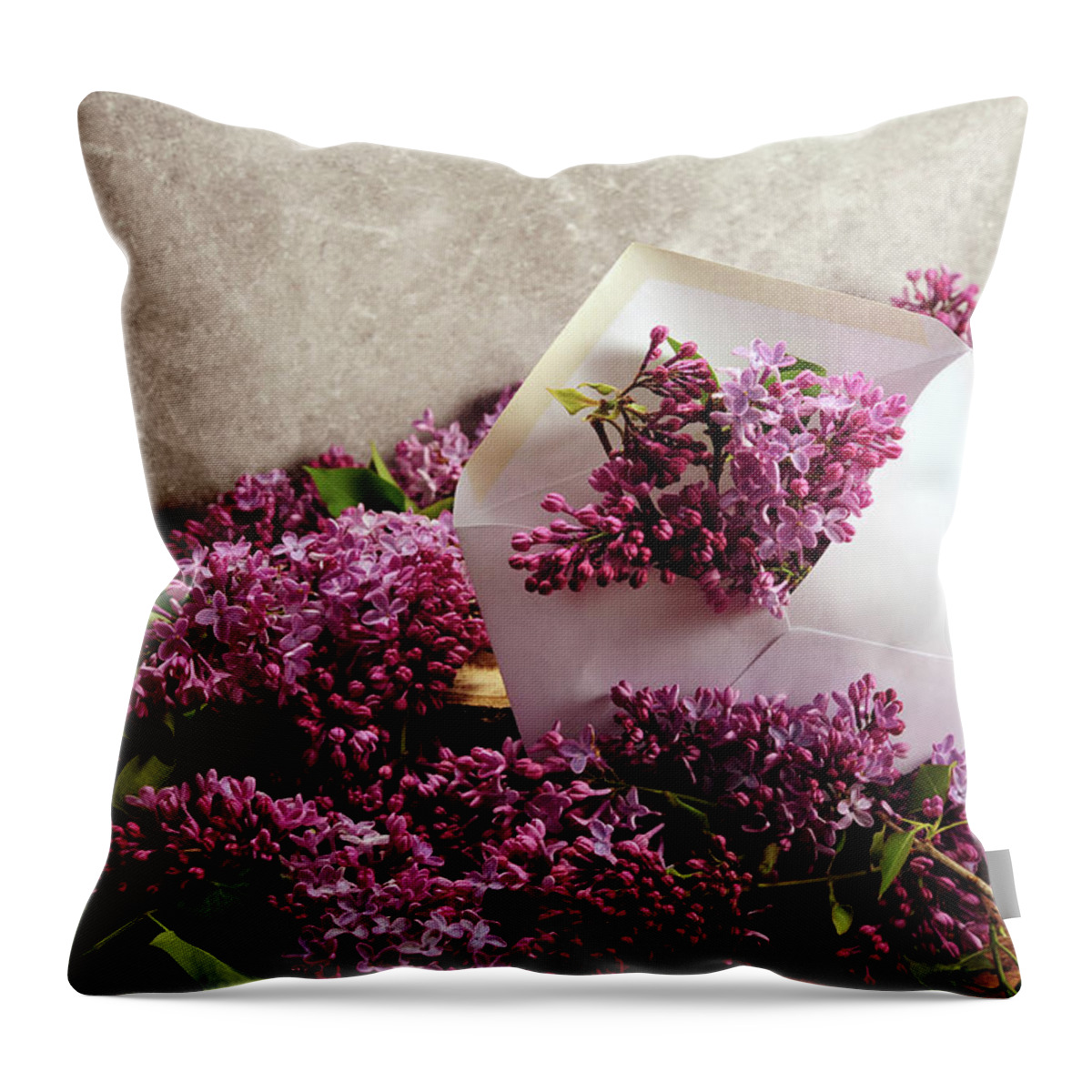 Envelope Throw Pillow featuring the photograph Sending You Lilacs by Randi Grace Nilsberg