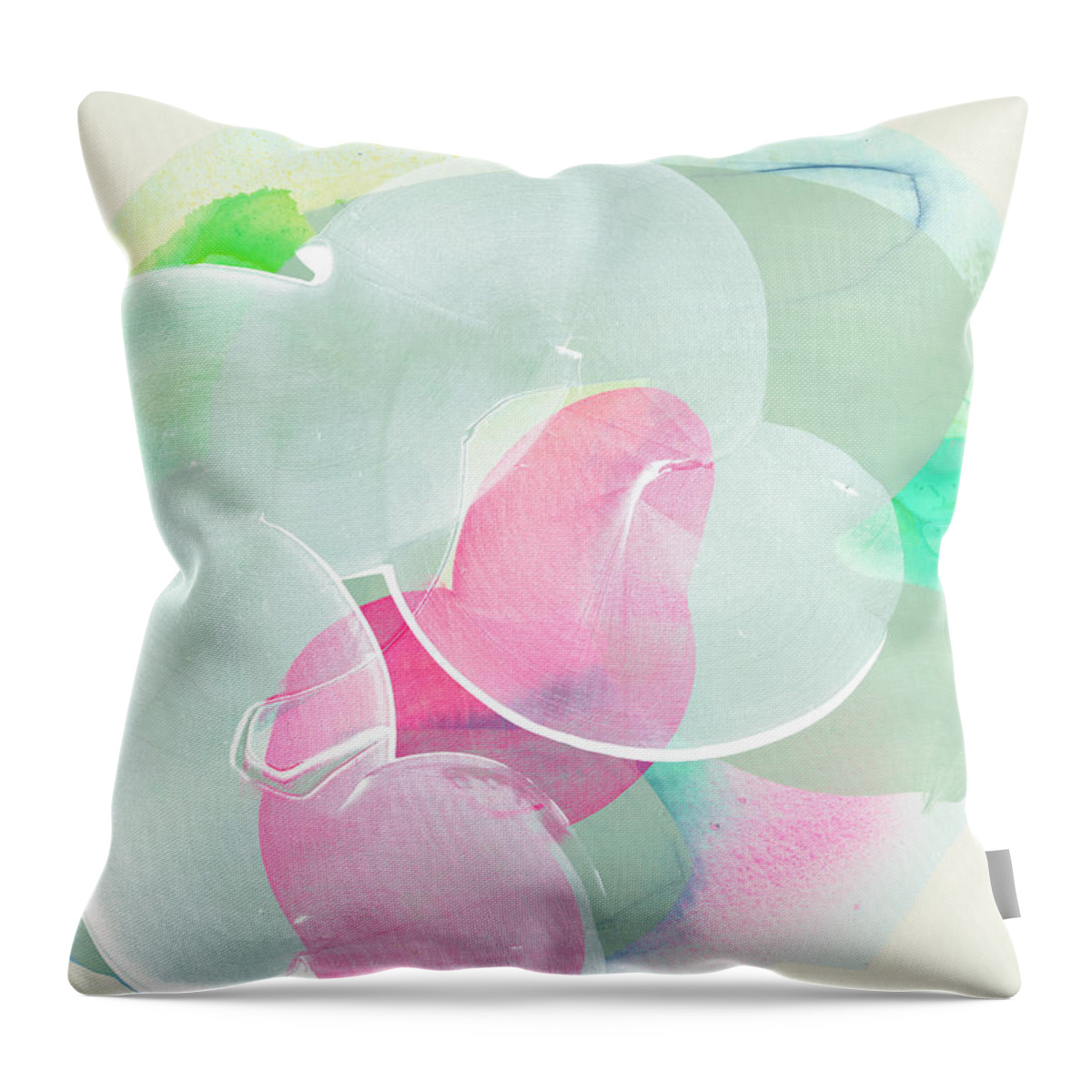 Abstract Throw Pillow featuring the painting Sensitive, Once Upon a Time by Claire Desjardins