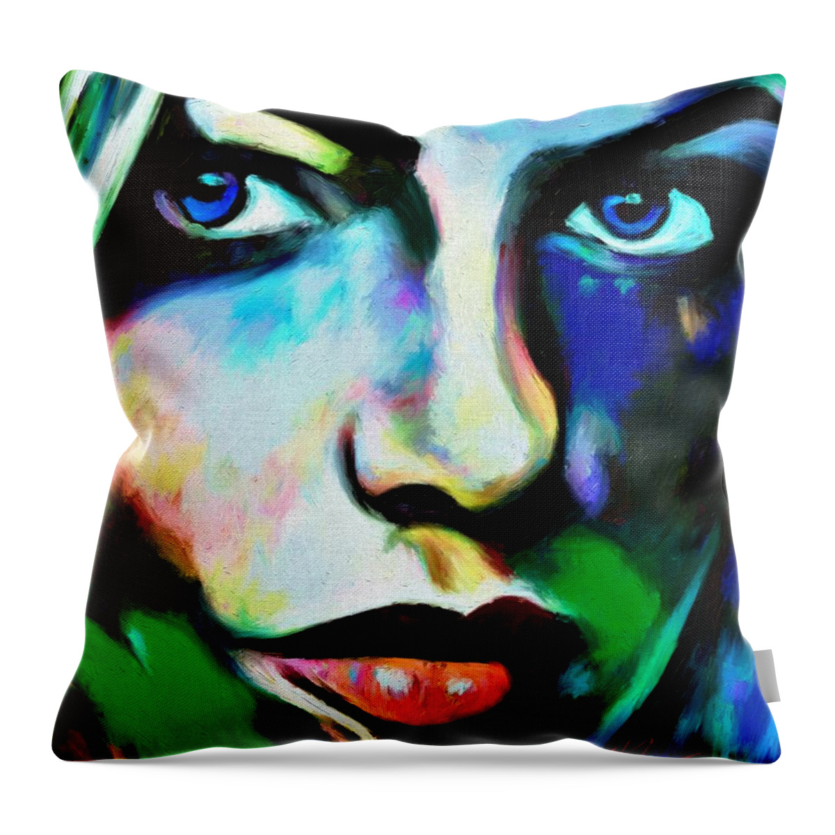 Portrait Throw Pillow featuring the painting Sensual Beauty Portrait Jolie by James Shepherd