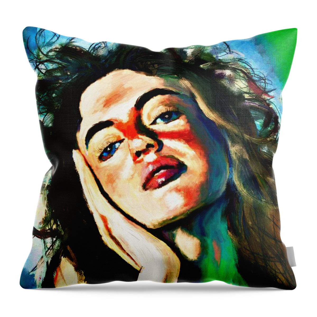 Portrait Throw Pillow featuring the painting Portrait Sensual Beauty Catalina by James Shepherd