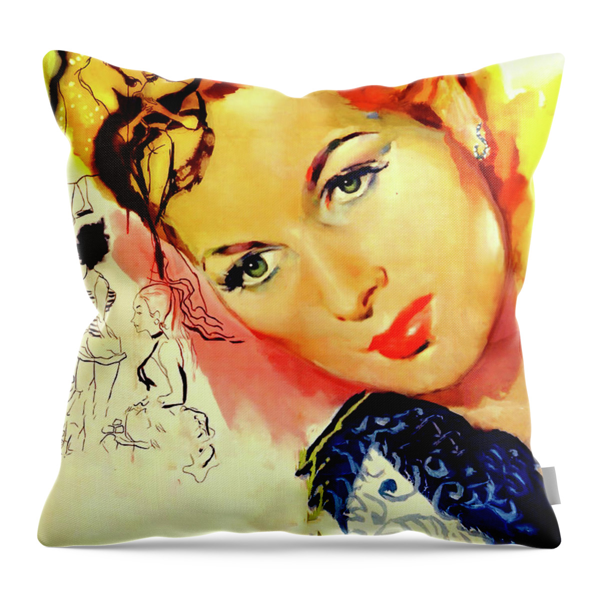 Sentimental Throw Pillow featuring the painting ''Sentimental Journey'', 1946, movie poster painting by Tempesti by Movie World Posters