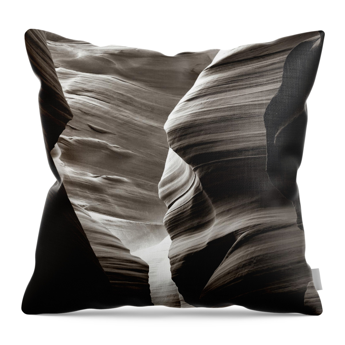 Antelope Canyon Throw Pillow featuring the photograph Sepia Shadows of Antelope Canyon - Page Arizona by Gregory Ballos