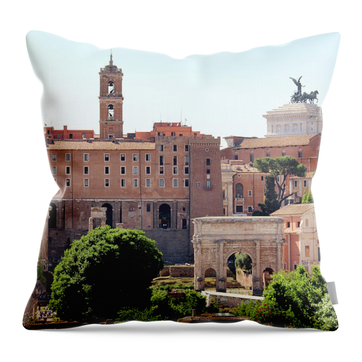 Campidoglio Throw Pillow featuring the photograph Septimius Severus Arch and Campidoglio 1746 by Jack Schultz