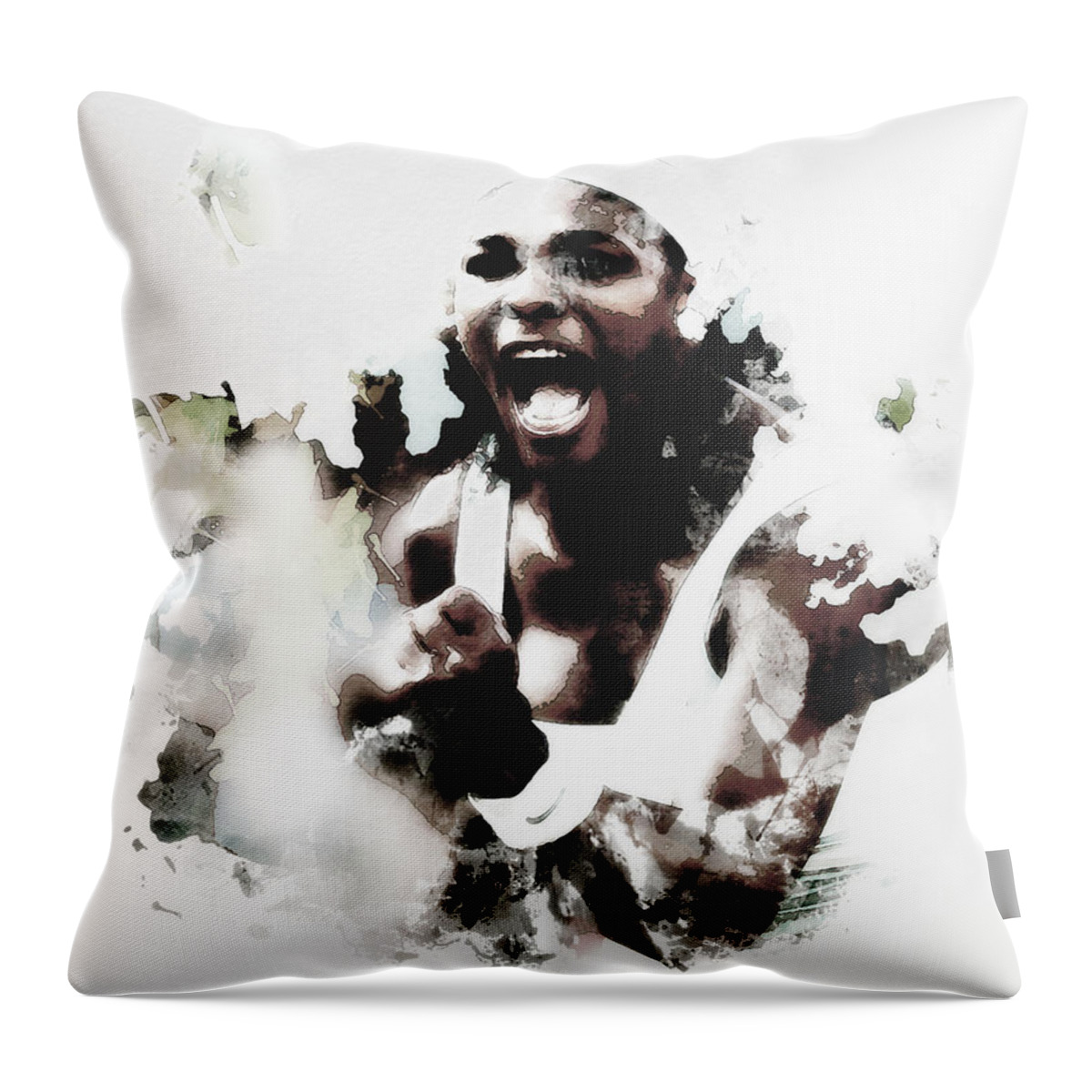 Serena Williams Throw Pillow featuring the mixed media Serena Williams 10a by Brian Reaves