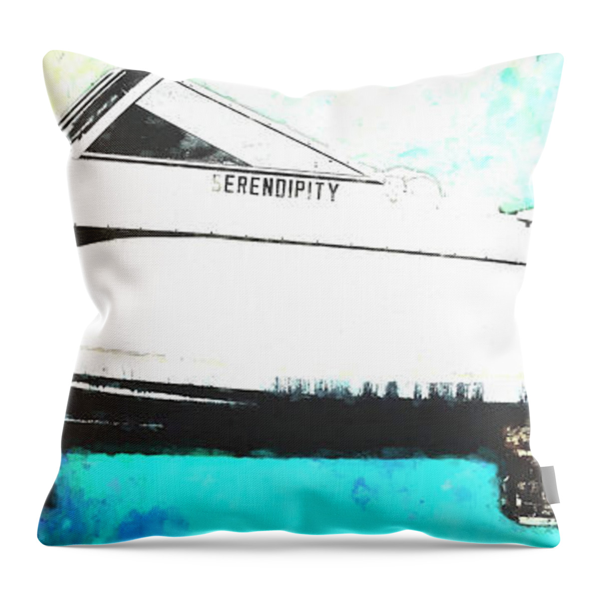 Sail Boat Throw Pillow featuring the digital art Serendipity Dry Docked by Cathy Anderson