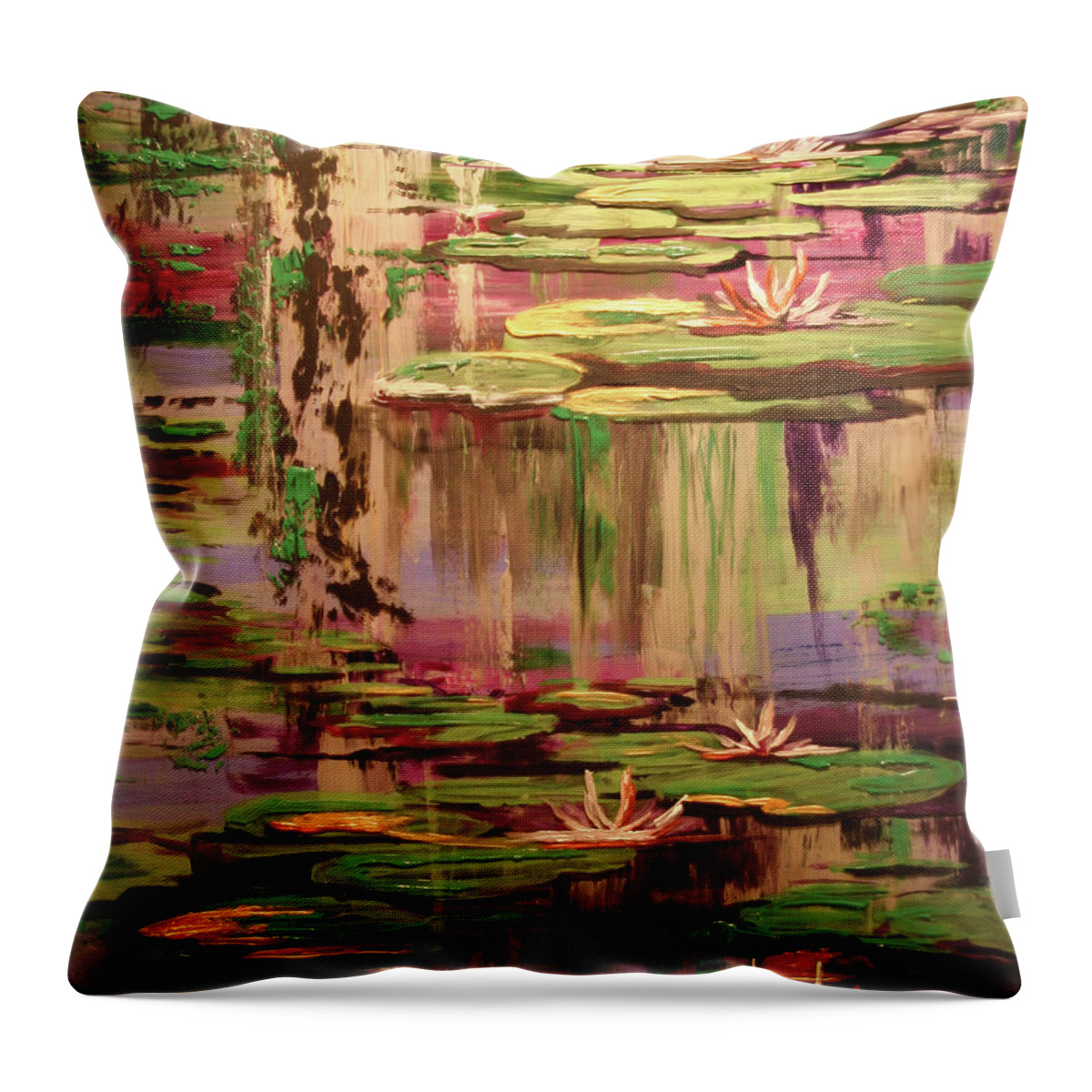 Water Throw Pillow featuring the painting Serenity by Marilyn Quigley