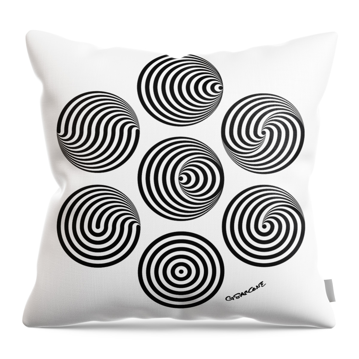 Op Art Throw Pillow featuring the mixed media Seven Eclipses by Gianni Sarcone