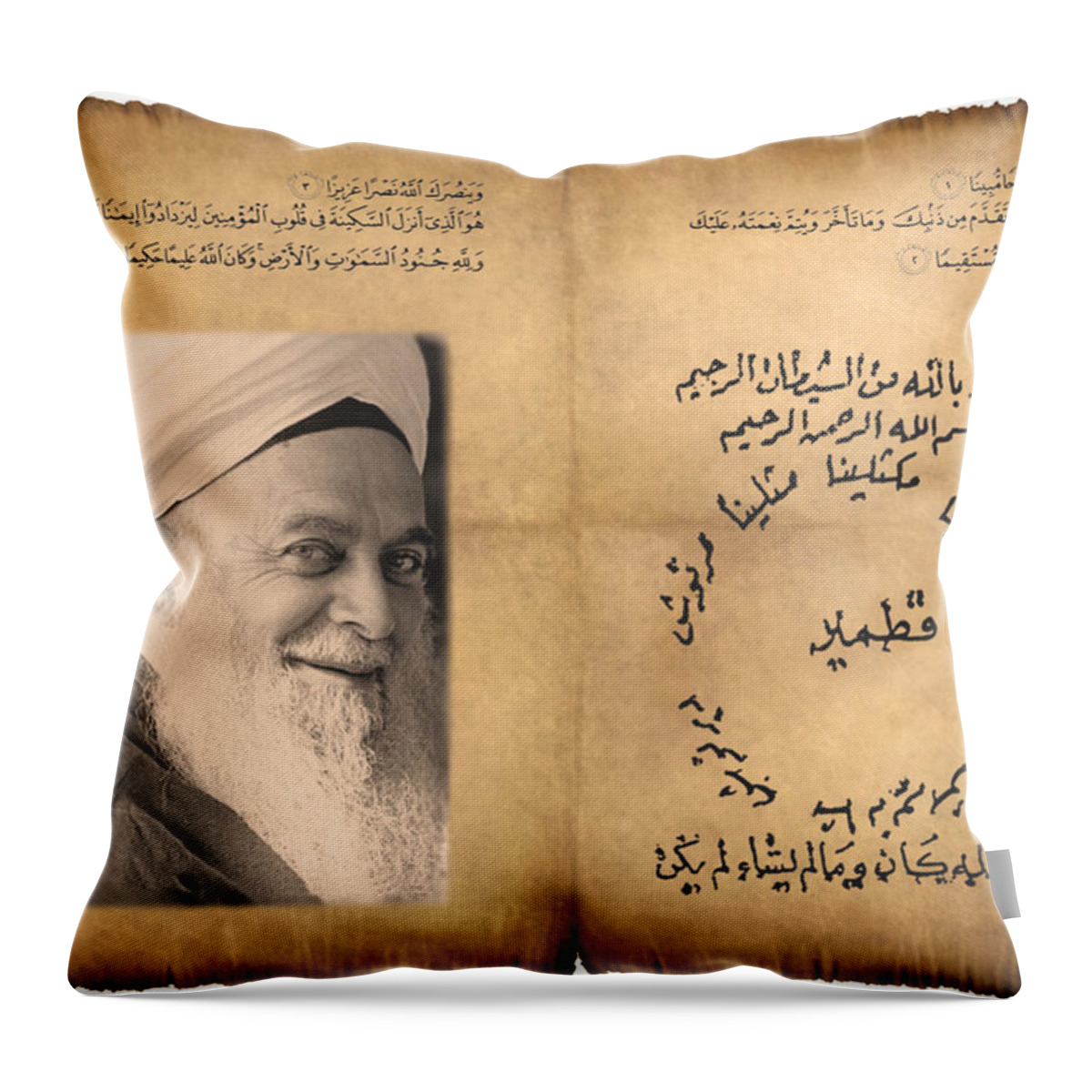 Sufi Throw Pillow featuring the digital art Seven Sleepers Naqshbandi Protection Taweez by Sufi Meditation Center