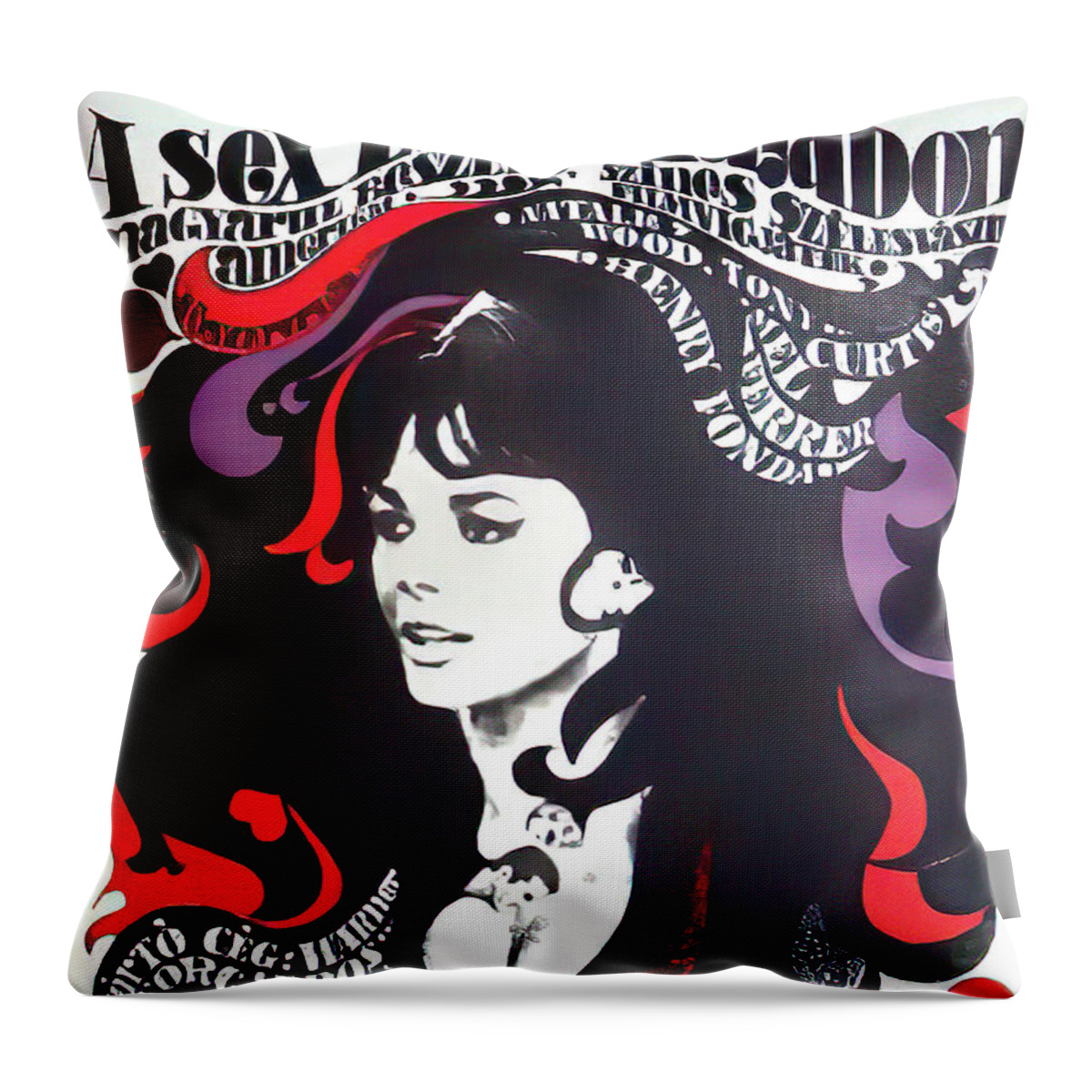 Synopsis Throw Pillow featuring the mixed media ''Sex and the Single Girl'', 1964 by Movie World Posters