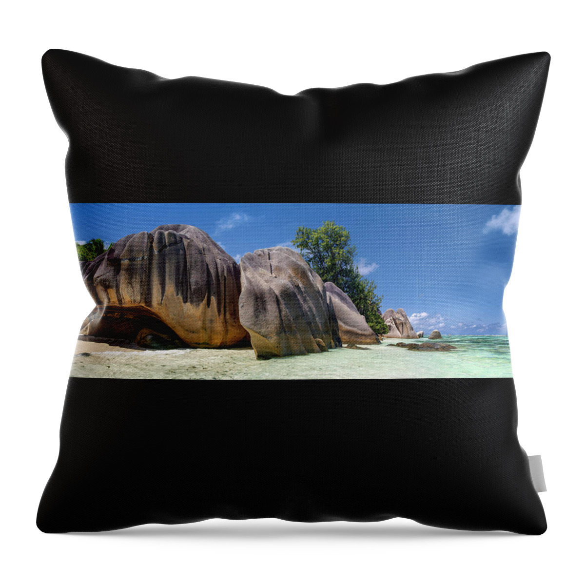 Seychelles Throw Pillow featuring the photograph Seychelles - Anse Source d'Argent beach on La Digue island by Olivier Parent
