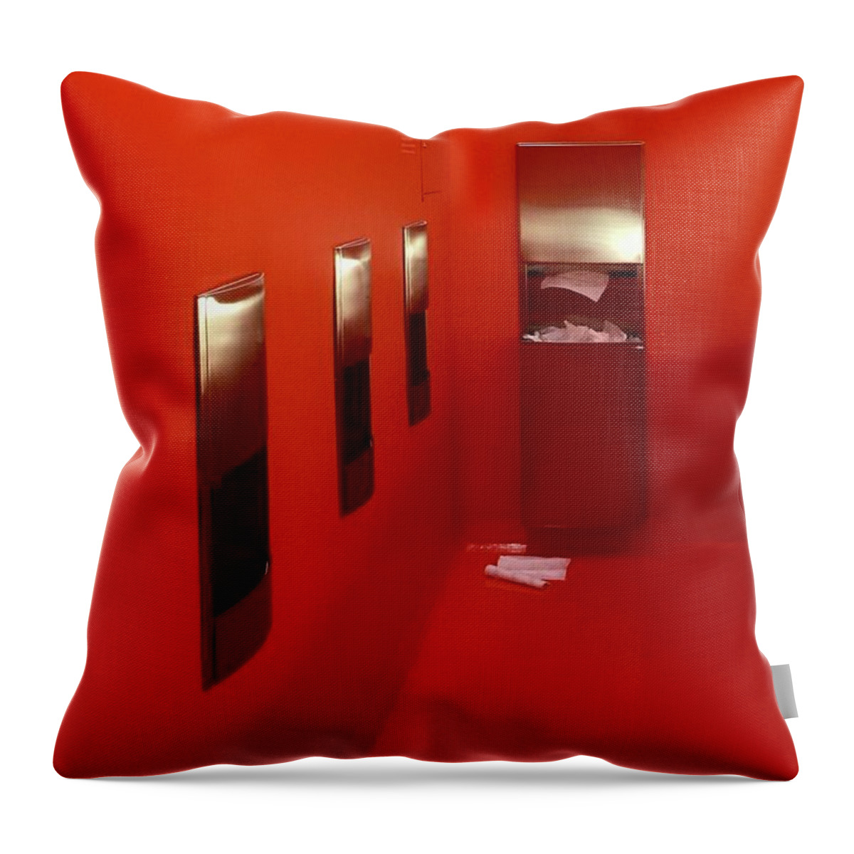 Sfmoma Throw Pillow featuring the photograph SFMOMA Mens Room by J Doyne Miller