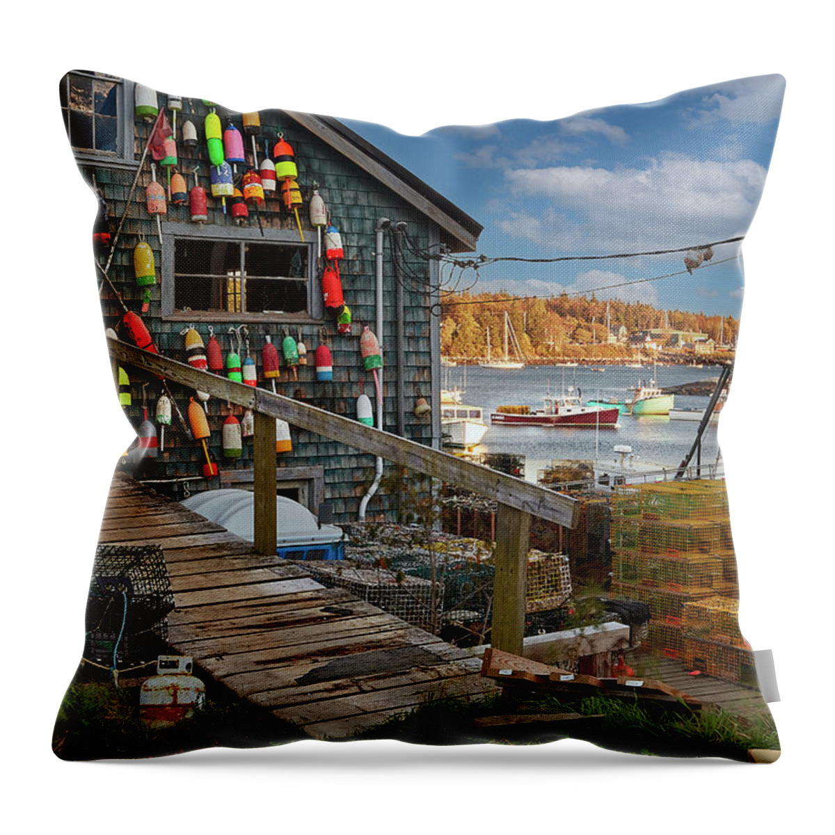 Maine Throw Pillow featuring the photograph Shack in Bar Harbor by Jon Glaser