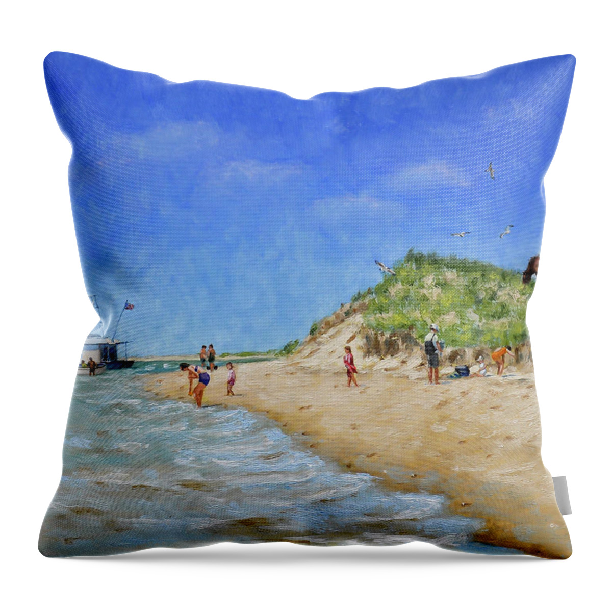 Crystal Coast Throw Pillow featuring the painting Shackleford Banks Landscape by Tesh Parekh