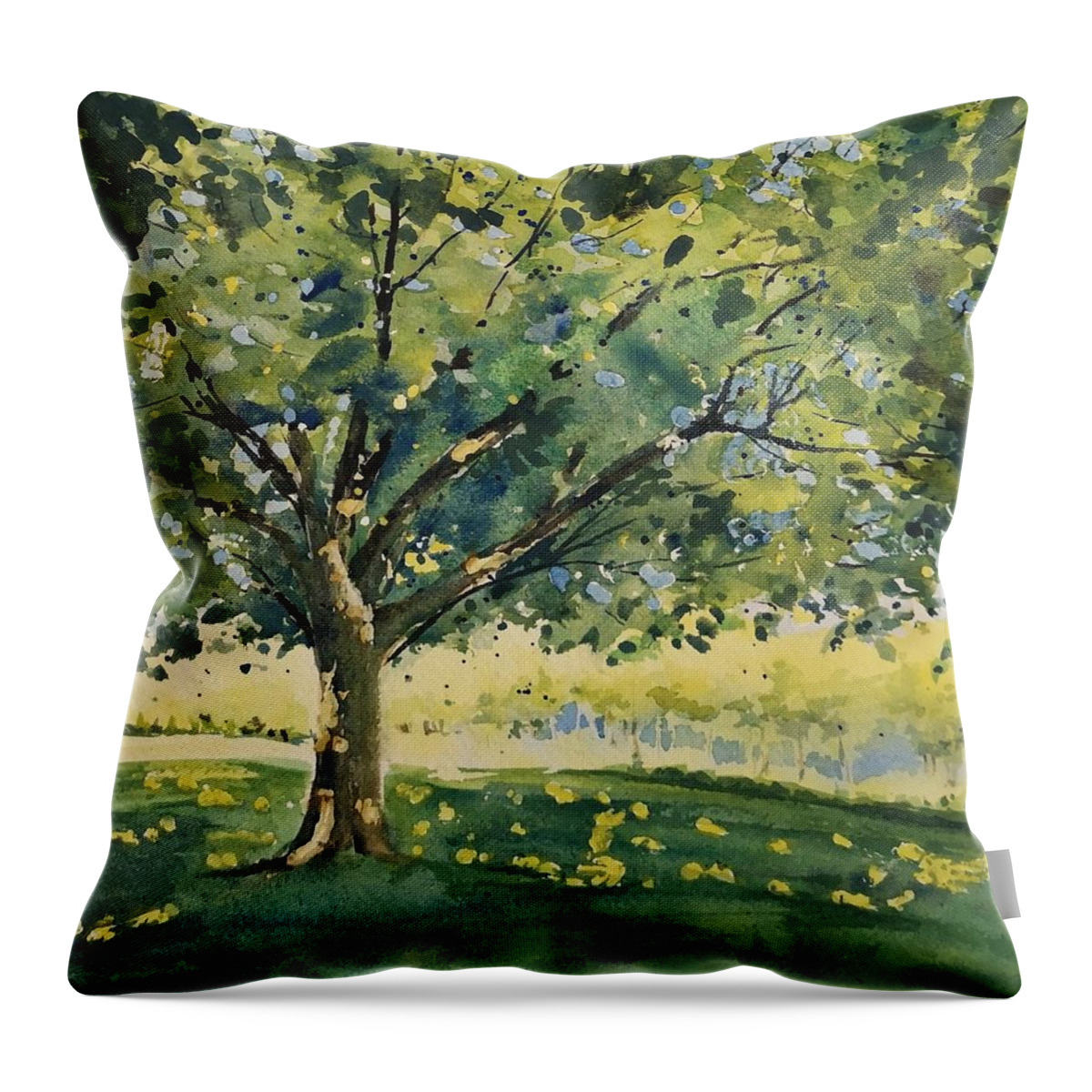 Landscape Throw Pillow featuring the painting Shade Tree by Sheila Romard