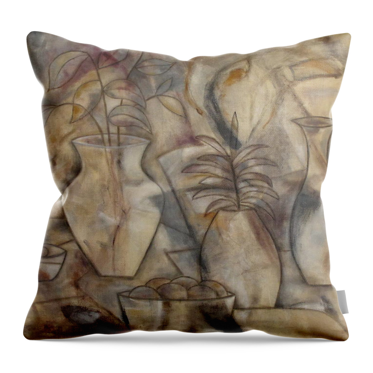 Still Life Throw Pillow featuring the painting Shades of Serenity by Trish Toro