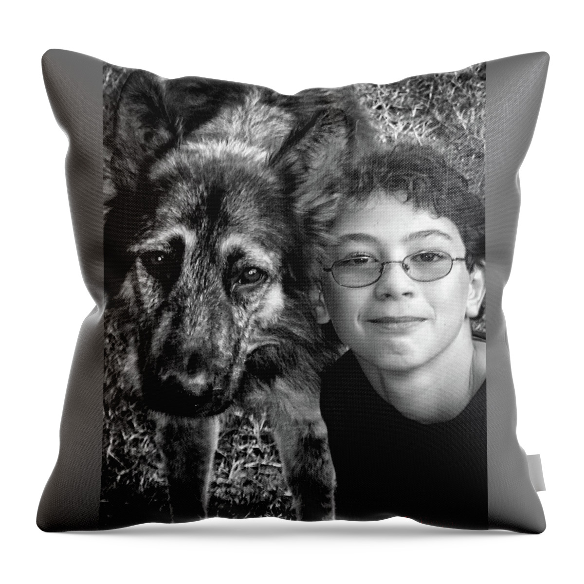 Cat Throw Pillow featuring the photograph Shadow The Old One and Life Long Friend by Rene Vasquez