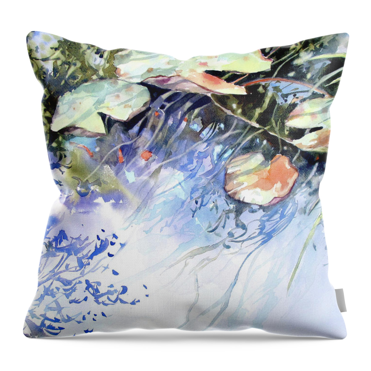 Watercolor Throw Pillow featuring the painting Shadows and Reflections by Rae Andrews