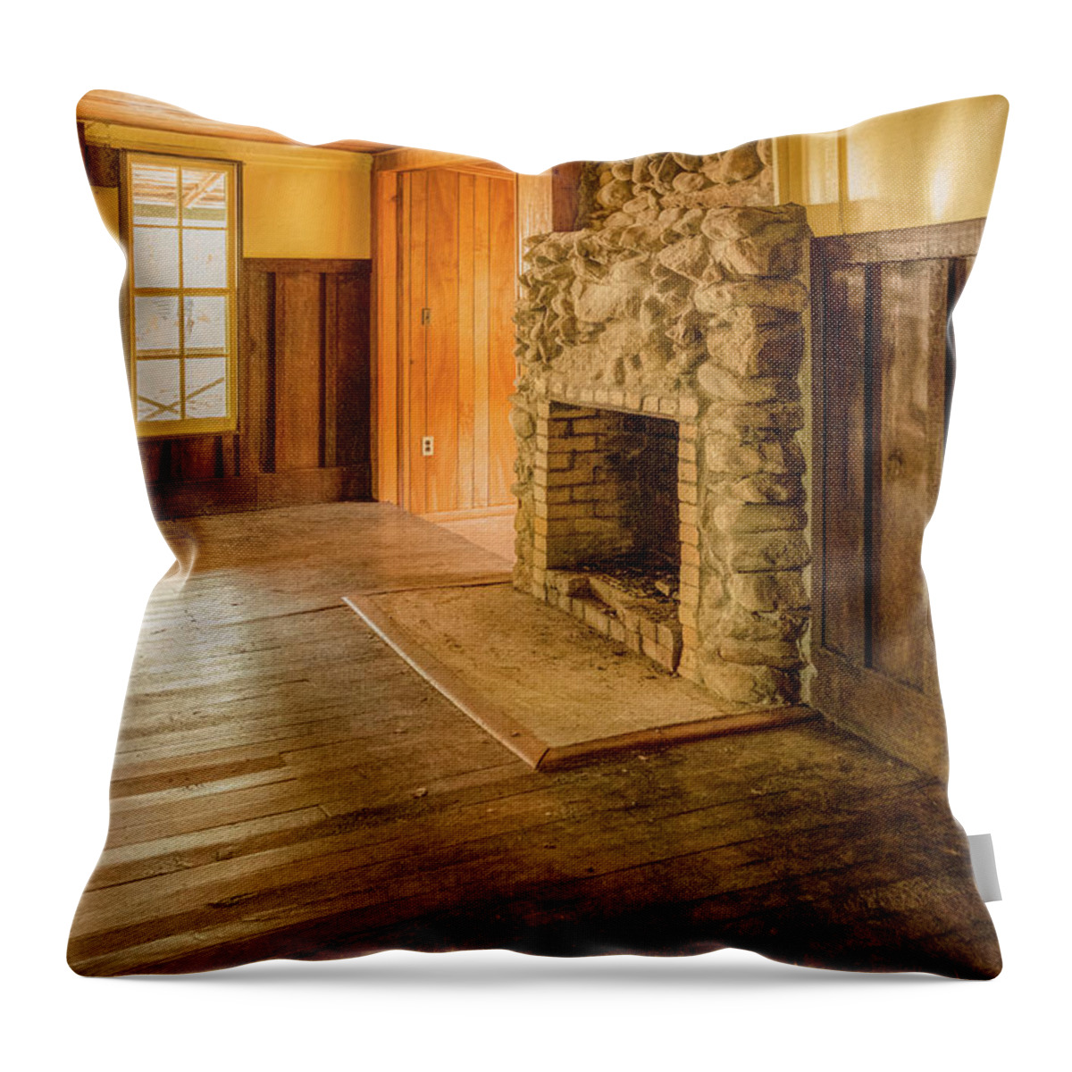  Throw Pillow featuring the photograph Shadows of the Past, Elkmont Community by Marcy Wielfaert