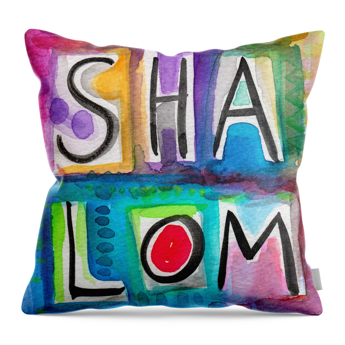 Shalom Throw Pillow featuring the painting Shalom Square- Art by Linda Woods by Linda Woods