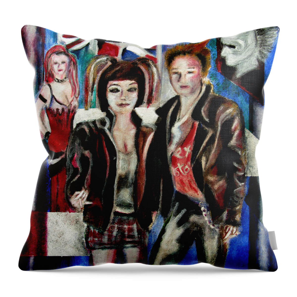 People Throw Pillow featuring the painting Sheena is a punk rocker by Tom Conway