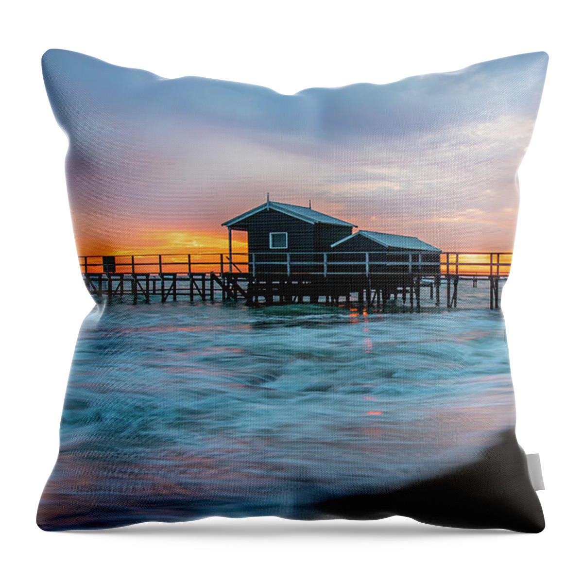 Shelley Beach Throw Pillow featuring the photograph Shelley Beach Boat Jetty by Vicki Walsh