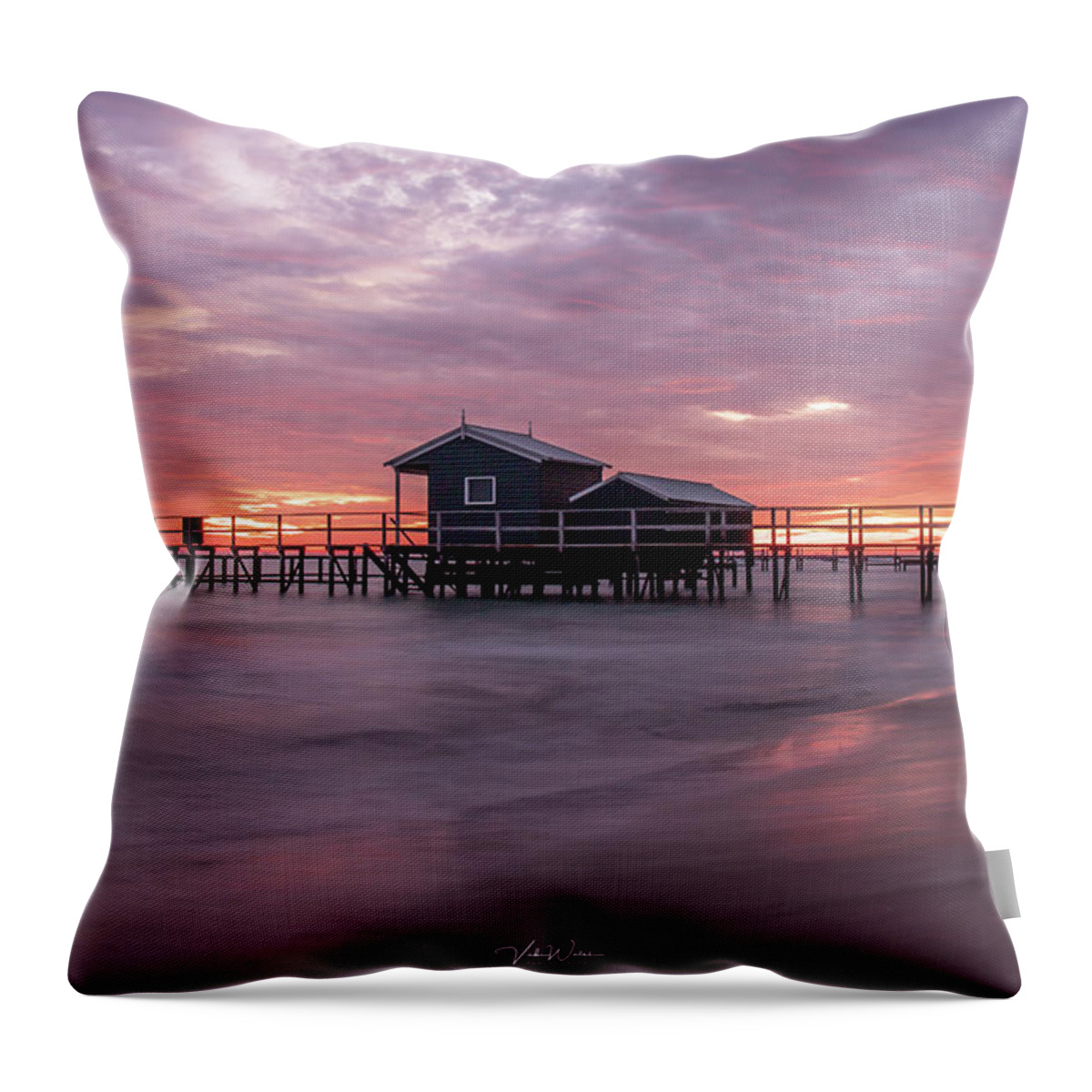 The Shelley Beach Jetty Throw Pillow featuring the photograph Shelley Beach Jetty 2 by Vicki Walsh
