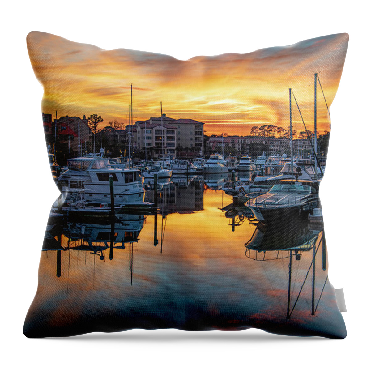 Shelter Cove Harbour & Marina Throw Pillow featuring the photograph Shelter Cove Harbour by Allen Carroll