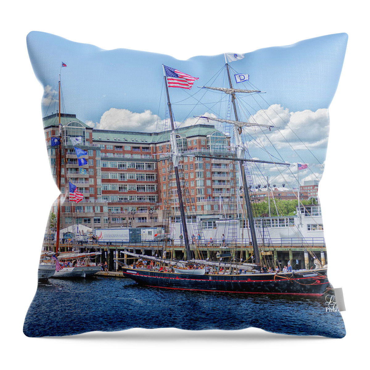 Tall Ship Throw Pillow featuring the photograph Shenandoah by Linda Constant
