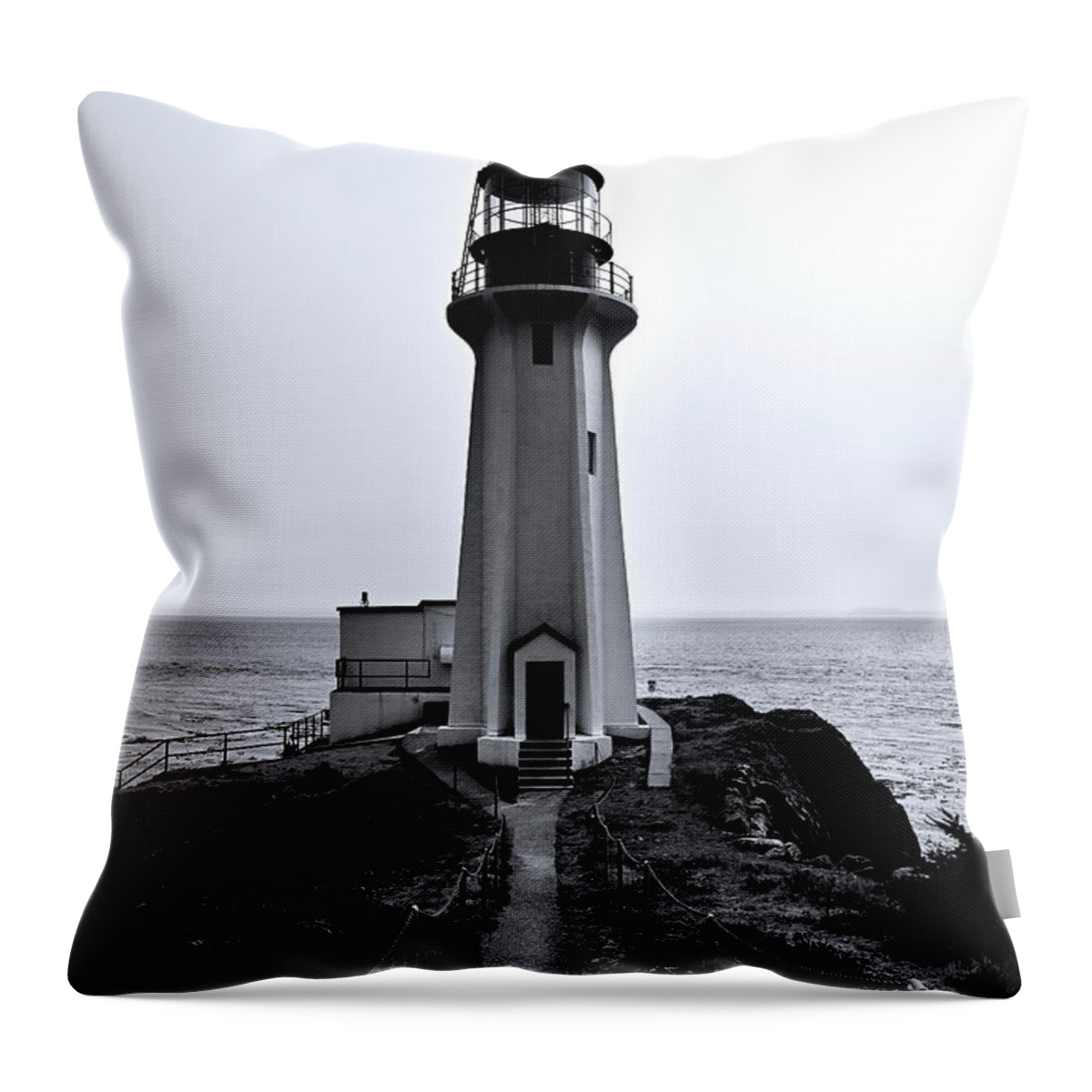 Sheringham Point Lighthouse West Coast Sooke Bc Throw Pillow featuring the photograph Sheringham Point Lighthouse by Brian Sereda